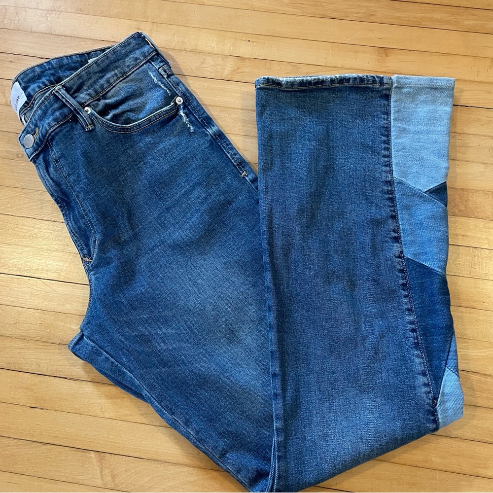 DEAR JOHN Rosa High Rise Flare Jean Himalayan Patchwork Leg Indie Sleaze Western